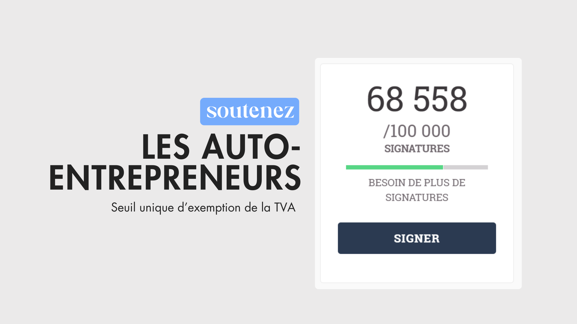 TVA à 25 000€ : soutenez les auto-entrepreneurs
